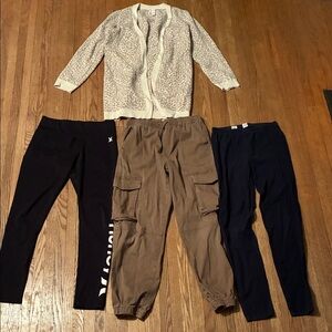 Girls Size 14 Leggings, Pants and Cardigan